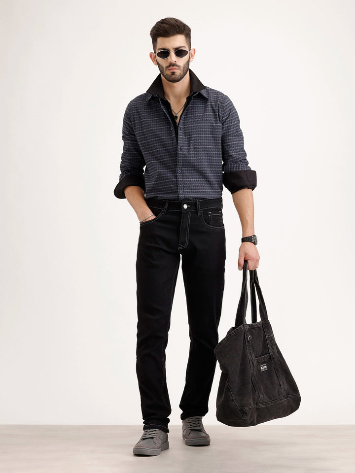 Solid Slim Fit Denim Jeans | Black