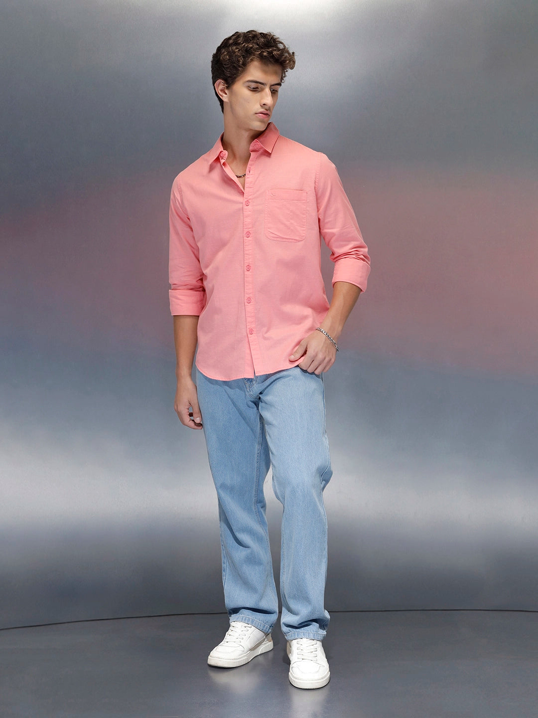 Men's casual slim fit shirt | Pink
