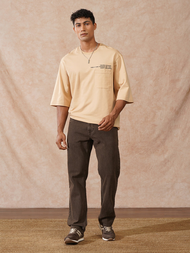 Faded Relaxed Fit Jeans | Brown
