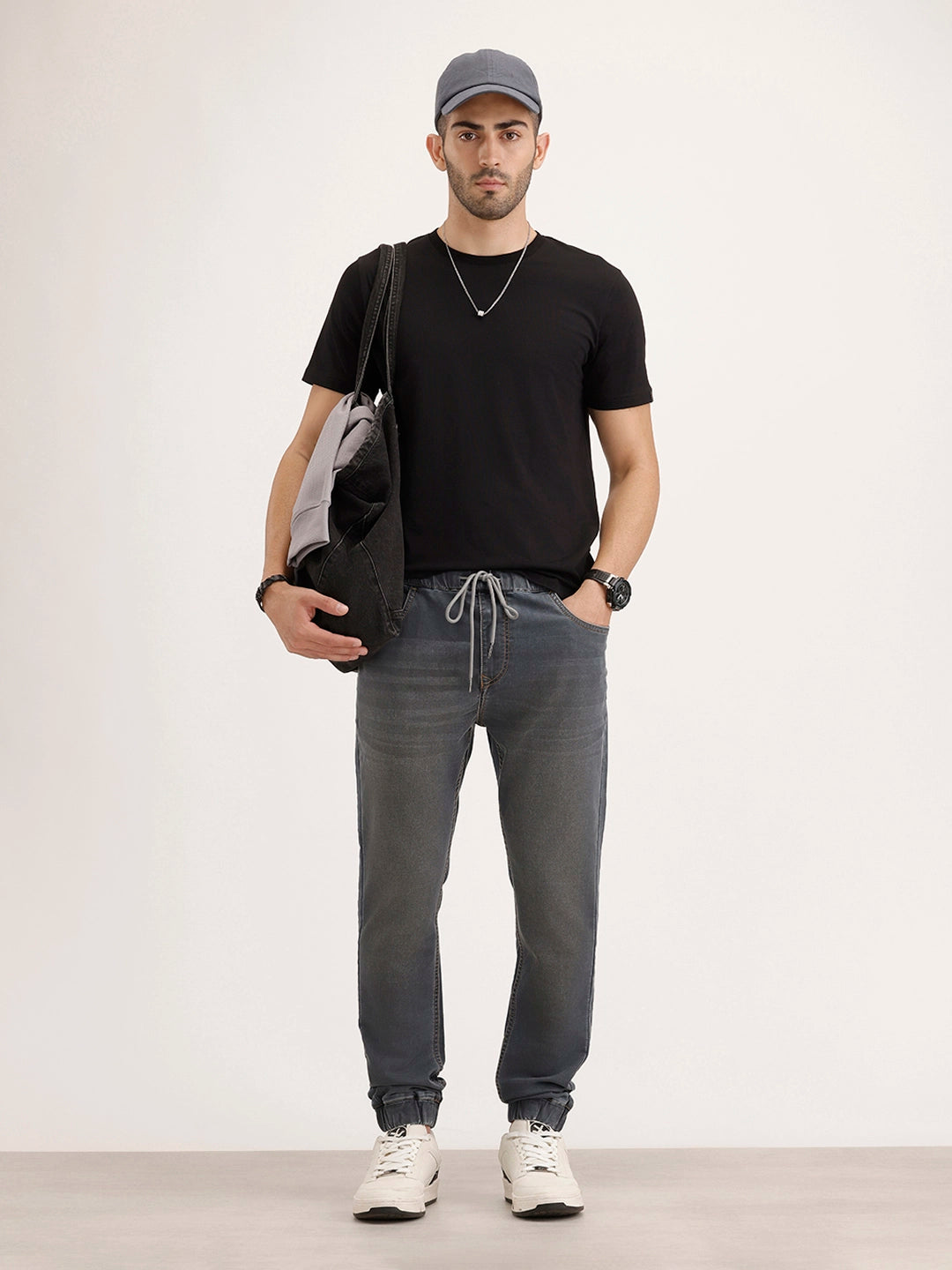 Jogger Fit Denim Jeans | Grey