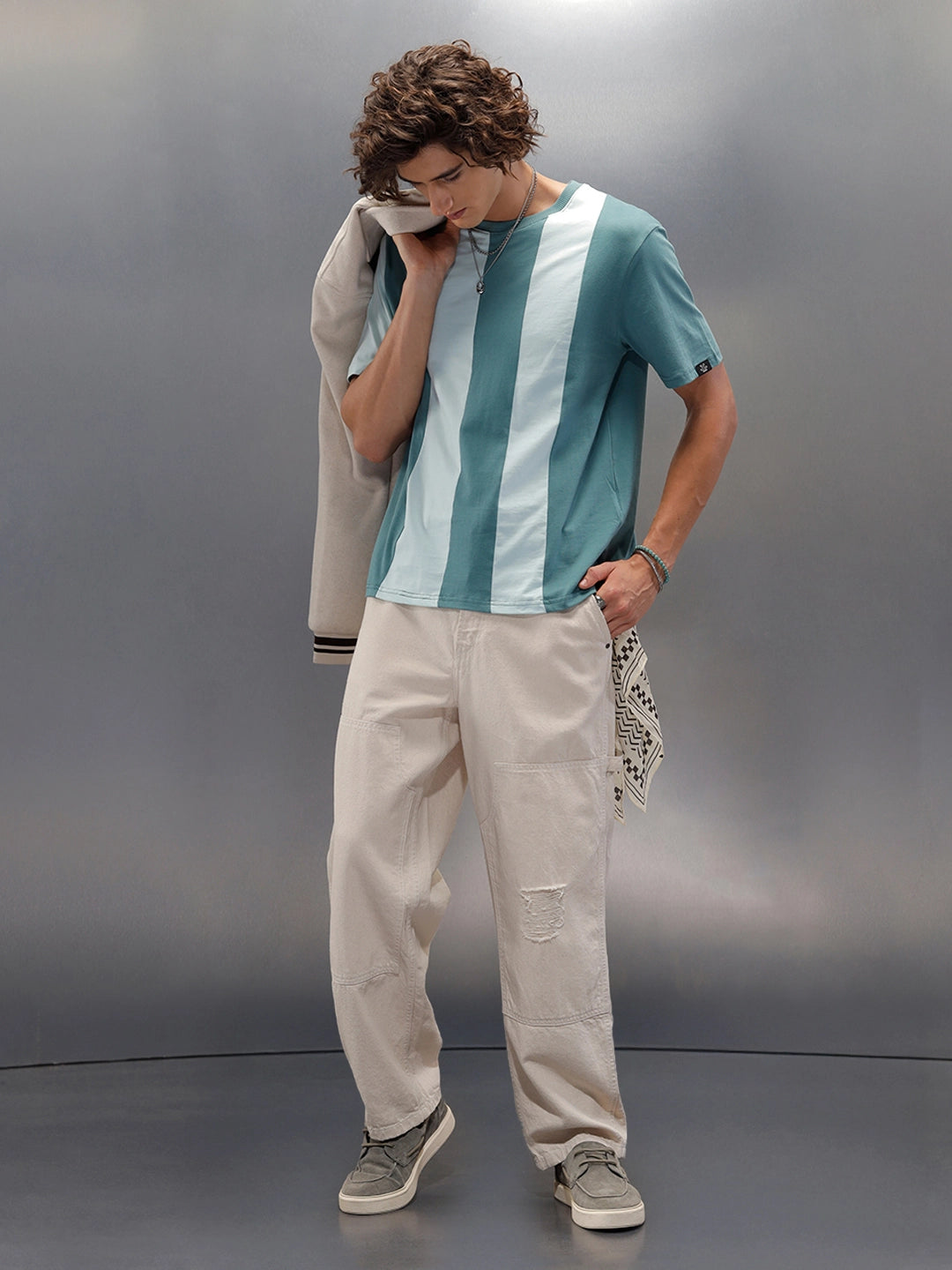 Colourblock Comfort Fit Casual T-shirt | Teal