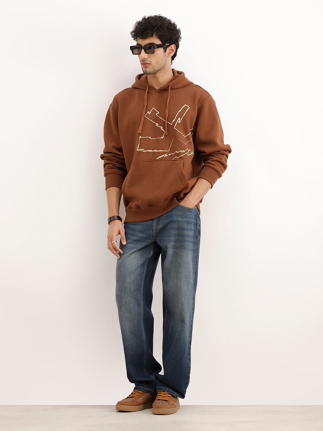 Classic Puff Printed Hooded Sweatshirt | Brown