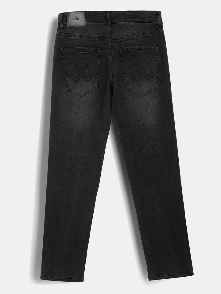Faded Straight Fit Denim Jeans | Dark Grey