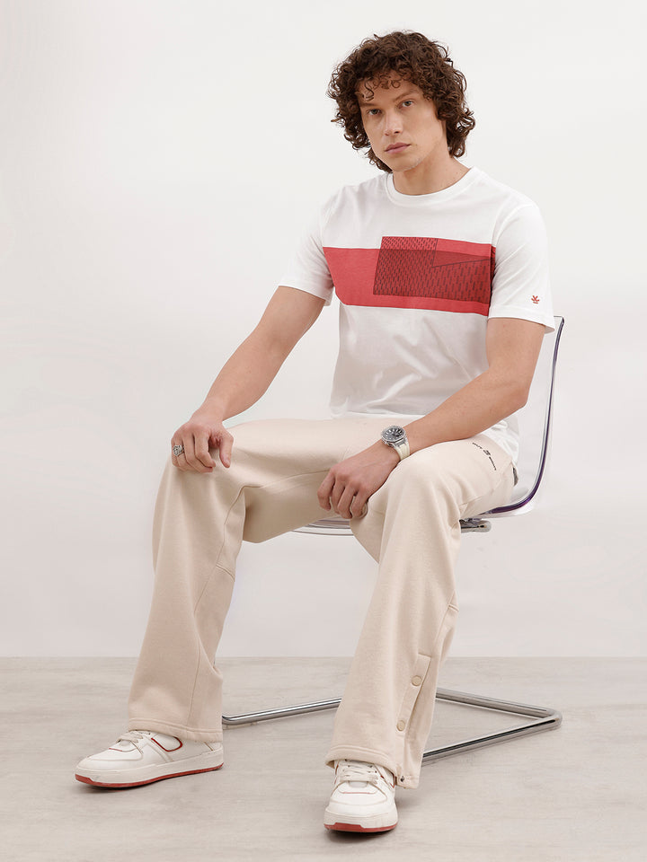 Placement Printed Slim Fit T-Shirt | White