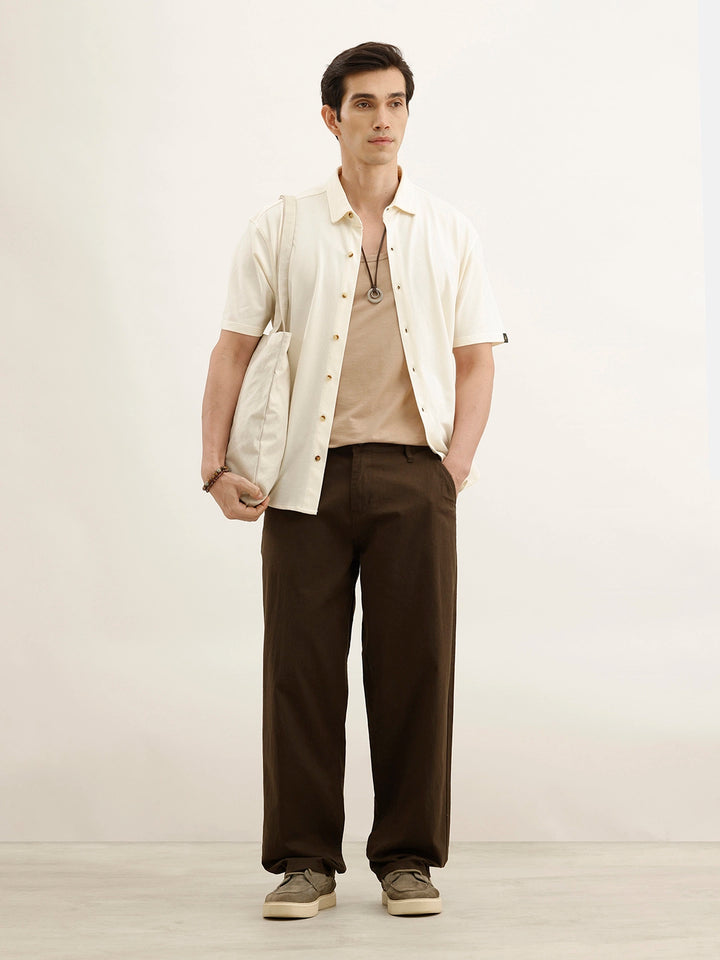 Loose Fit Cotton Trouser | Brown