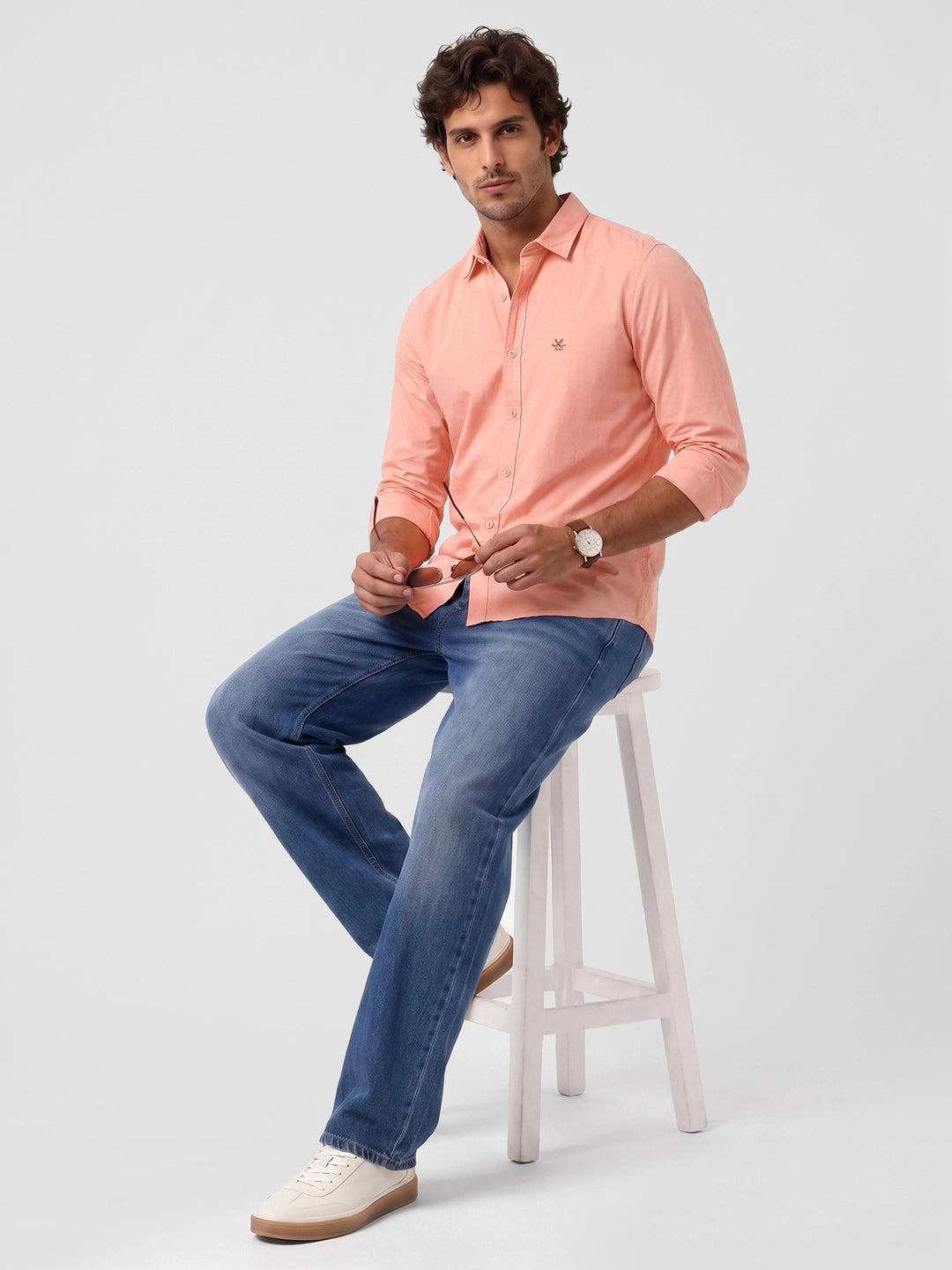 Solid Full Sleeve Shirt | Peach | WWSH0414M