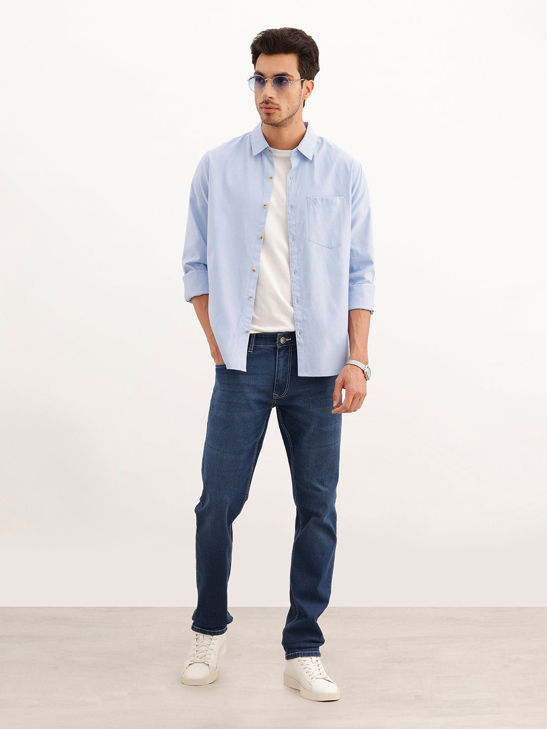 Solid Regular Fit Full Sleeve Shirt | Light Blue | WWSH9181F