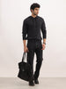 Solid Comfort Fit Hooded Sweater | Black