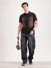 Slim Fit Pannel Printed Polo T-Shirt  | Black
