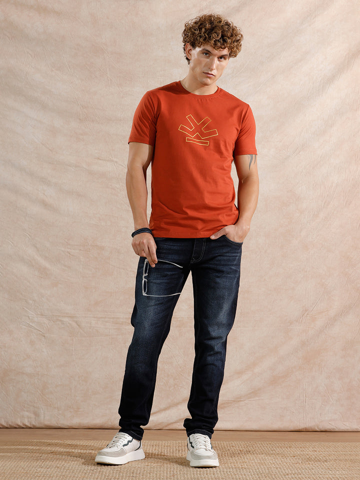 Solid Heavy Fade Slim Tapered Fit Jeans | Dark Blue