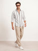 Textured Slim Fit Striped Shirt | White