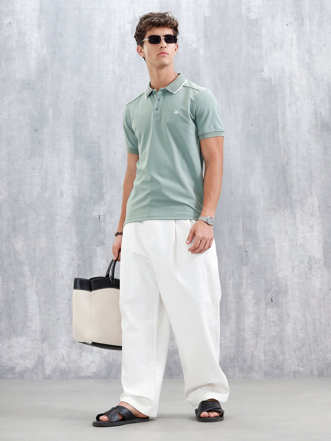 Polo T-Shirt With Contrast Trim Details | Green