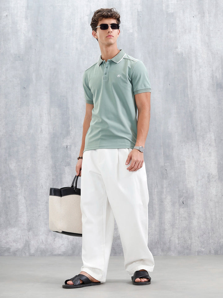 Polo T-Shirt With Contrast Trim Details | Green