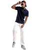 Solid Navy Waffle Knitted Polo T-Shirt