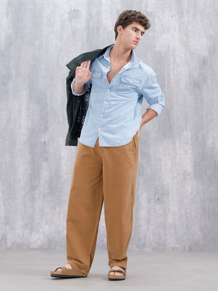 Men's Casual Loose Fit Trouser | Brown