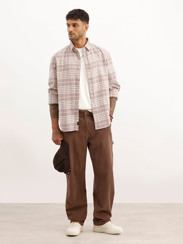 Comfort Fit Full Sleeve Checkered Shirt | Purple