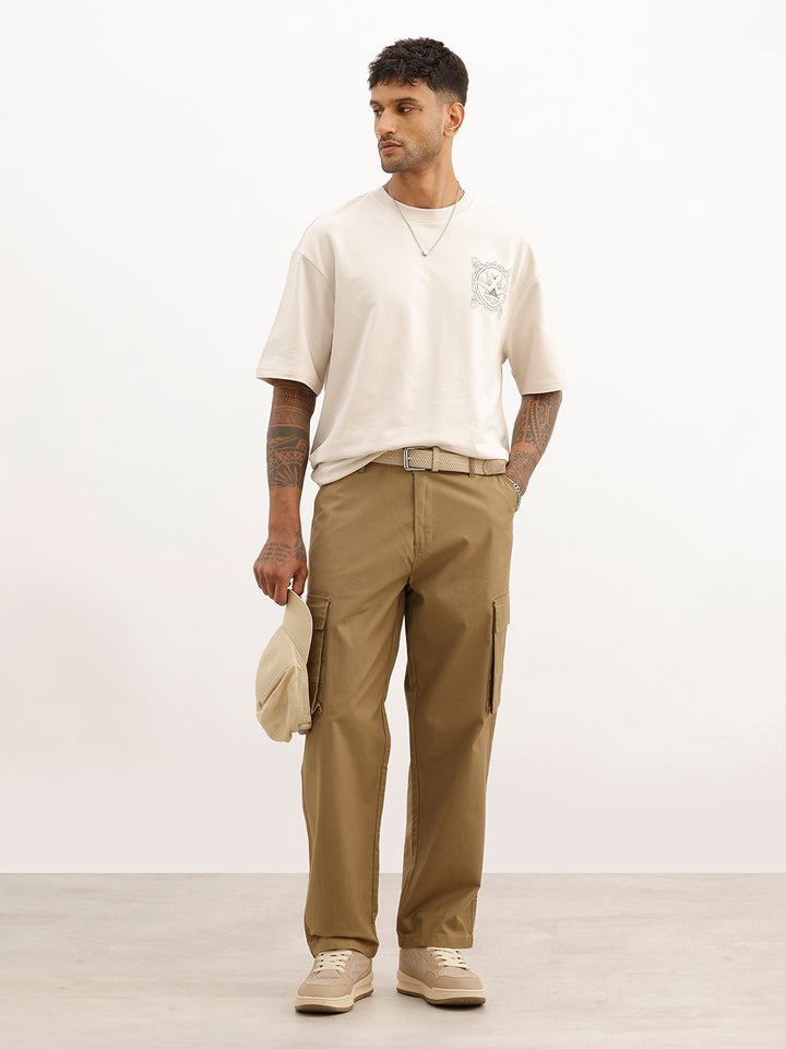 Classic Loose Fit Cargo Trousers | Olive