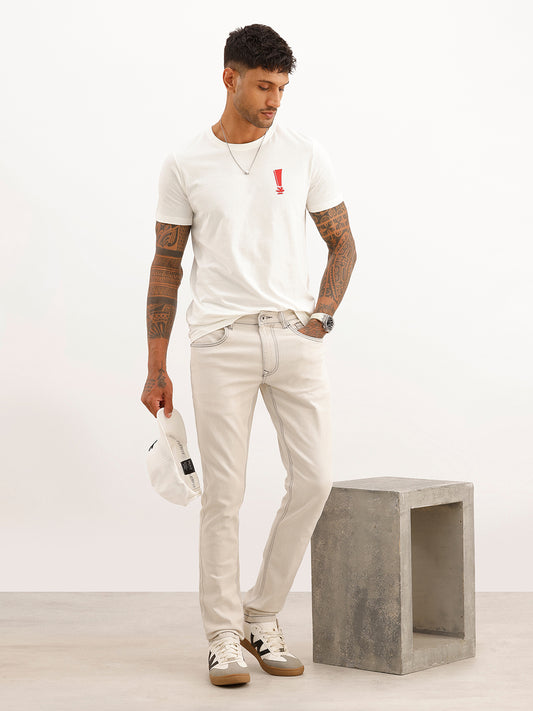 Contrast Stitch Slim Fit Denim Jeans | Grey