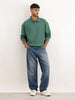 Solid Oversized Collared Sweatshirt | Green