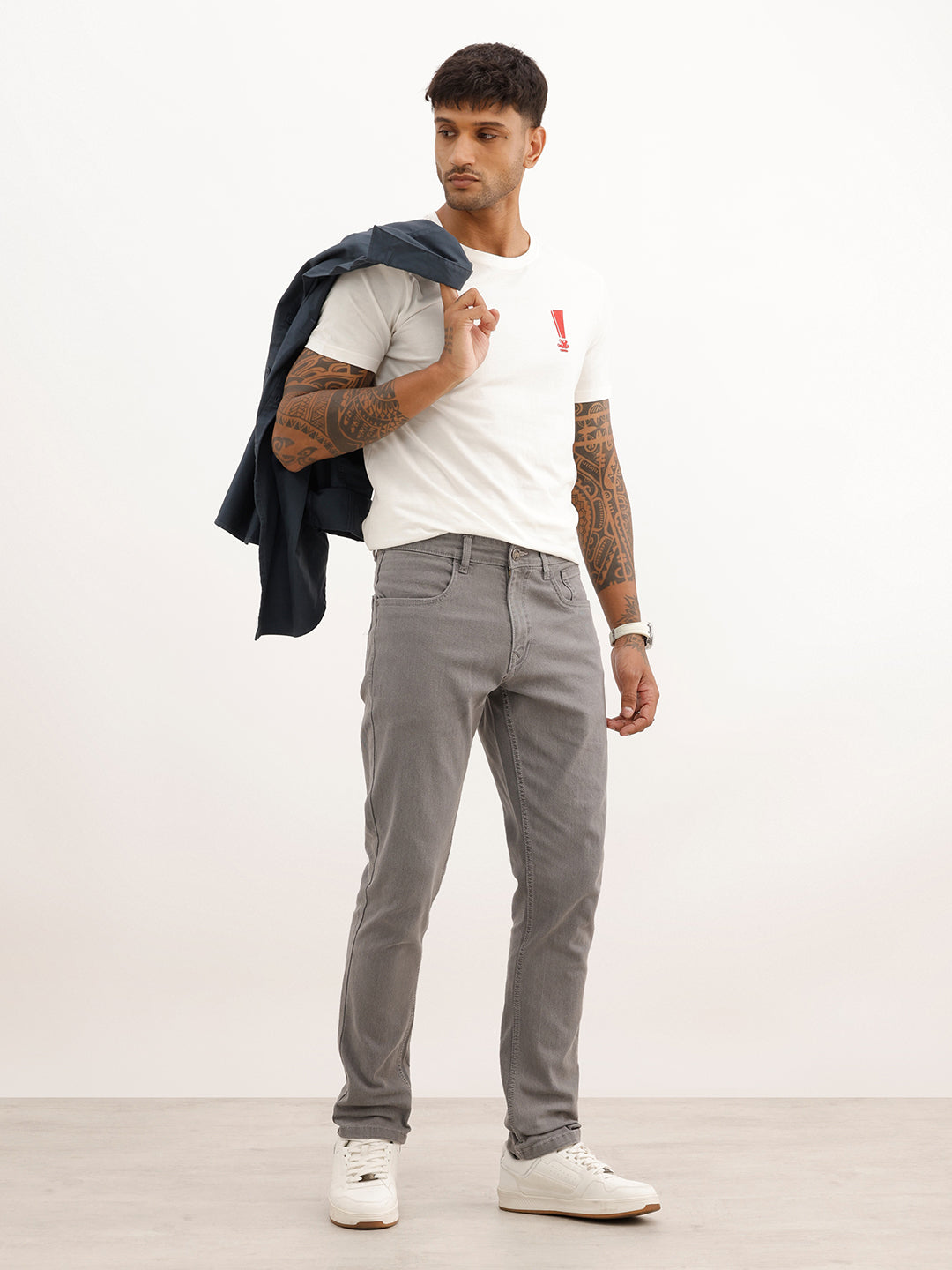 Solid Slim Fit Denim Jeans | Dark Grey