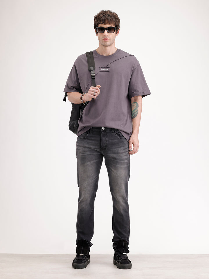 Slim Fit Washed Denim Jeans | Black