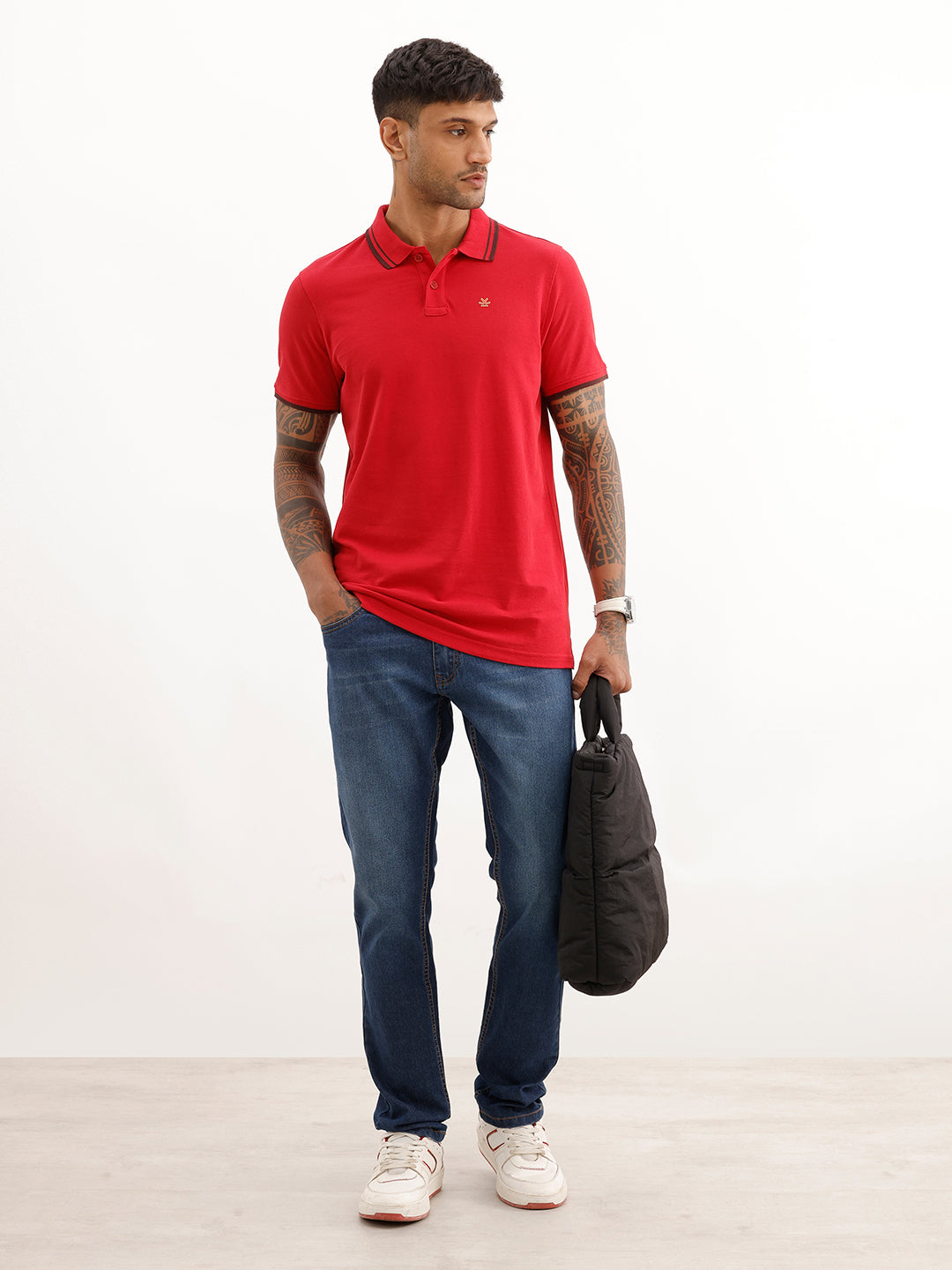 Slim Fit Tipping Collar Polo T-Shirt | Red