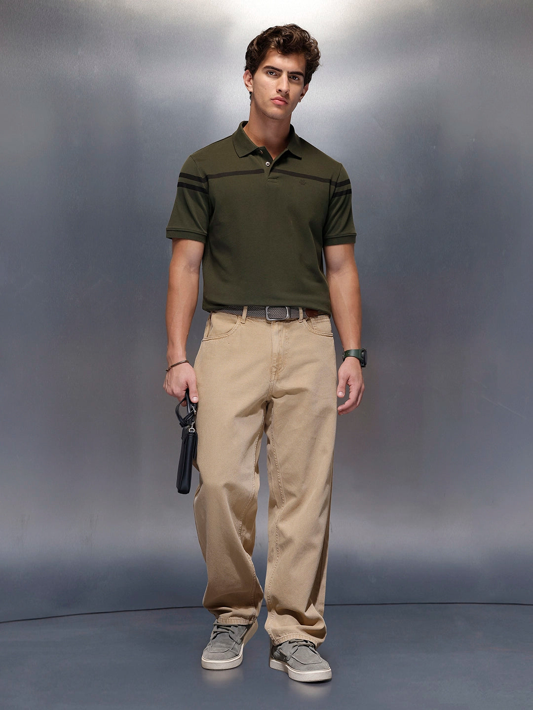 Classic Placement Printed  Polo T-Shirt   |  Olive