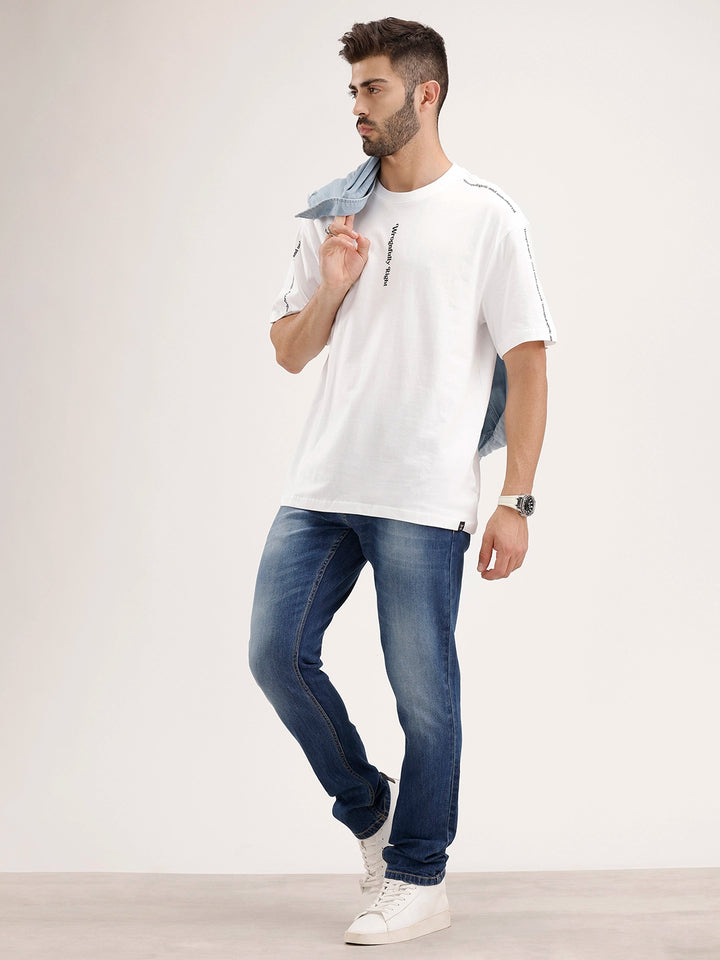 Oversized Placement Printed T-Shirt | White