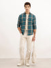 Regular Fit Full Sleeve Checkered Shirt | Dark Green