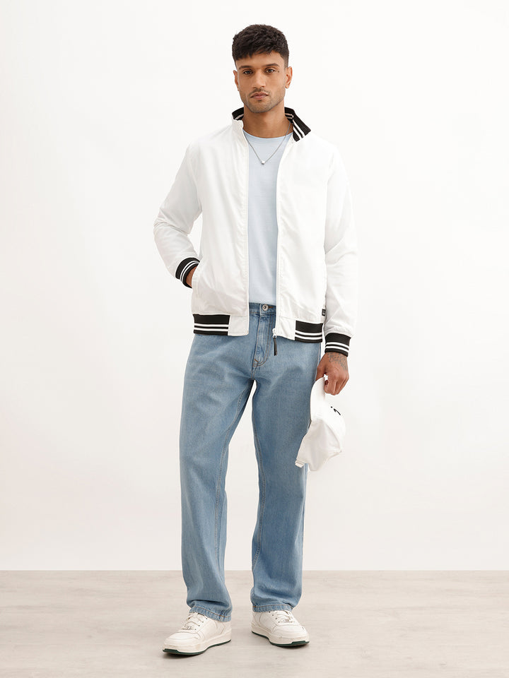 Classic Contrast Collar Jacket | White