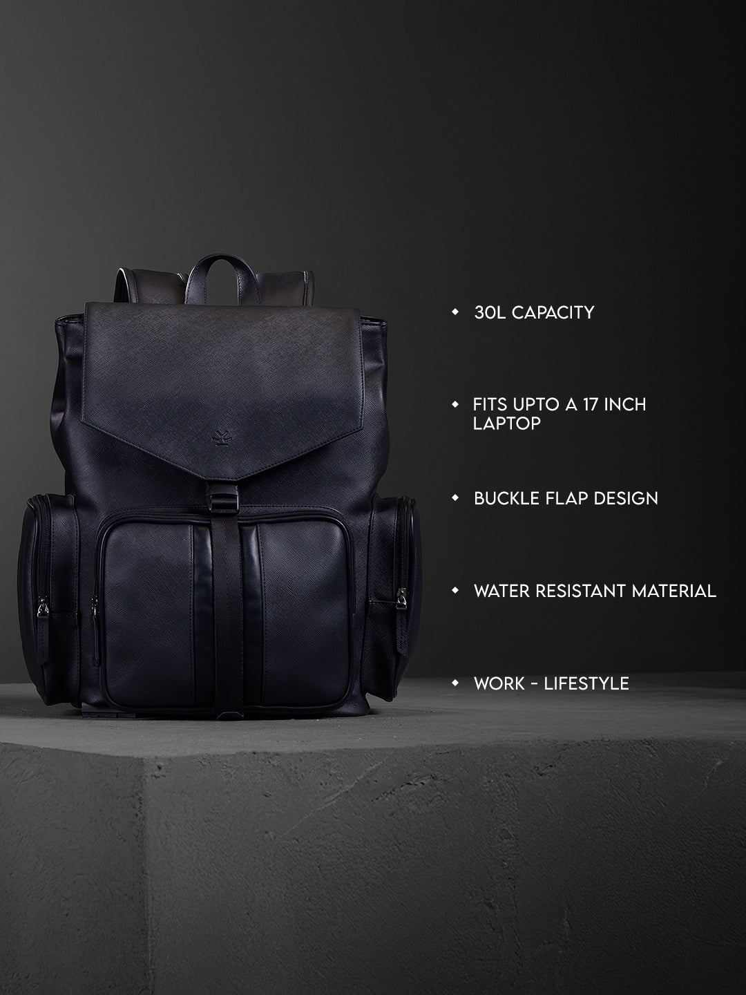 Textured Everyday Backpack | Black (30L)