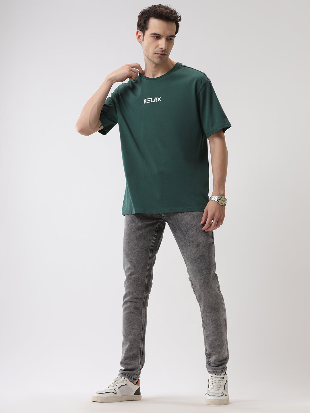 Relax Printed Green Oversized T-Shirt
