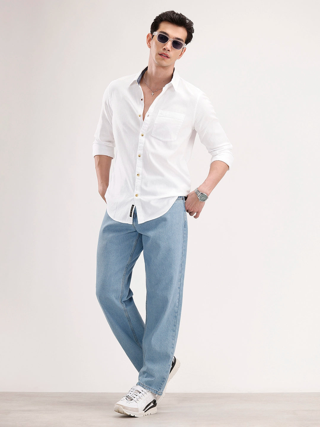 Solid Regular Fit Shirt | White