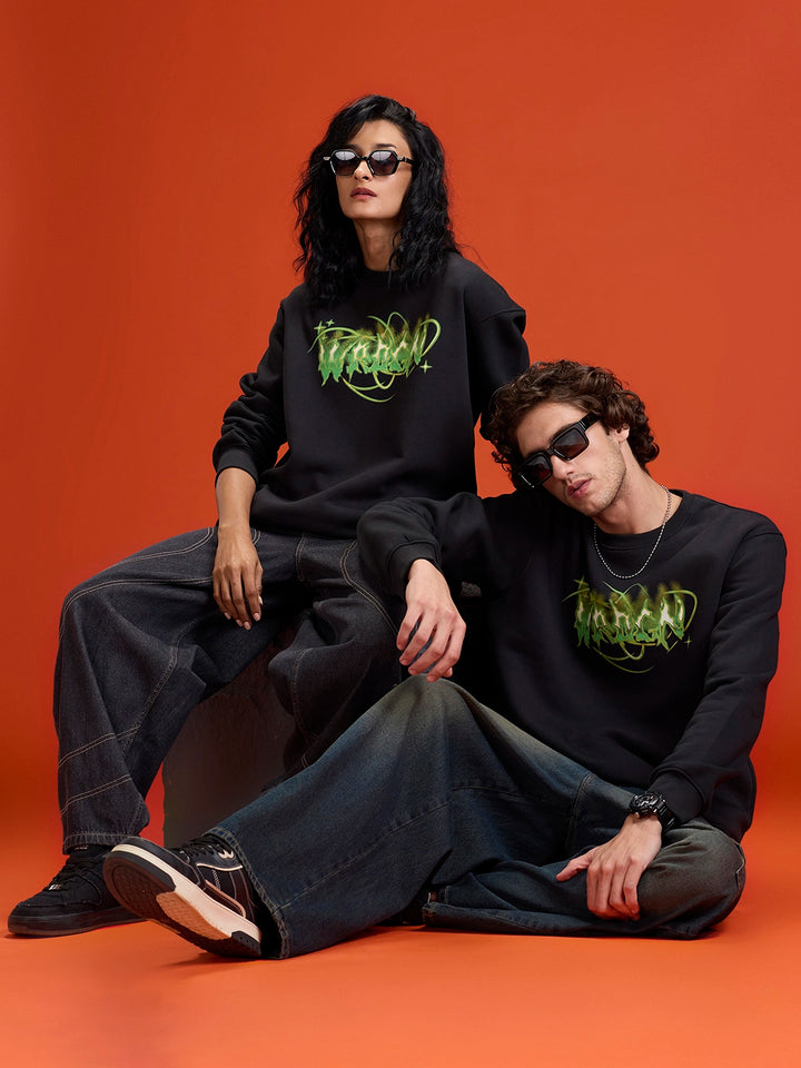 Mystical Graphic Brand Carrier Sweatshirt In Brushed Fleece | Black