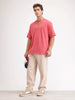 Oversized Placement Printed T-Shirt | Red