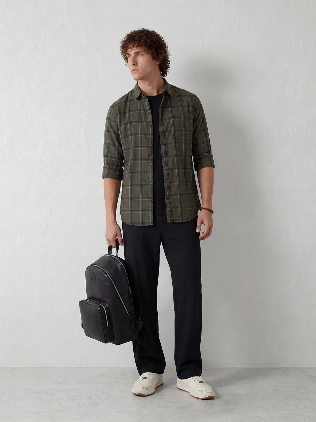 Regular Fit Checkered Shirt | Olive