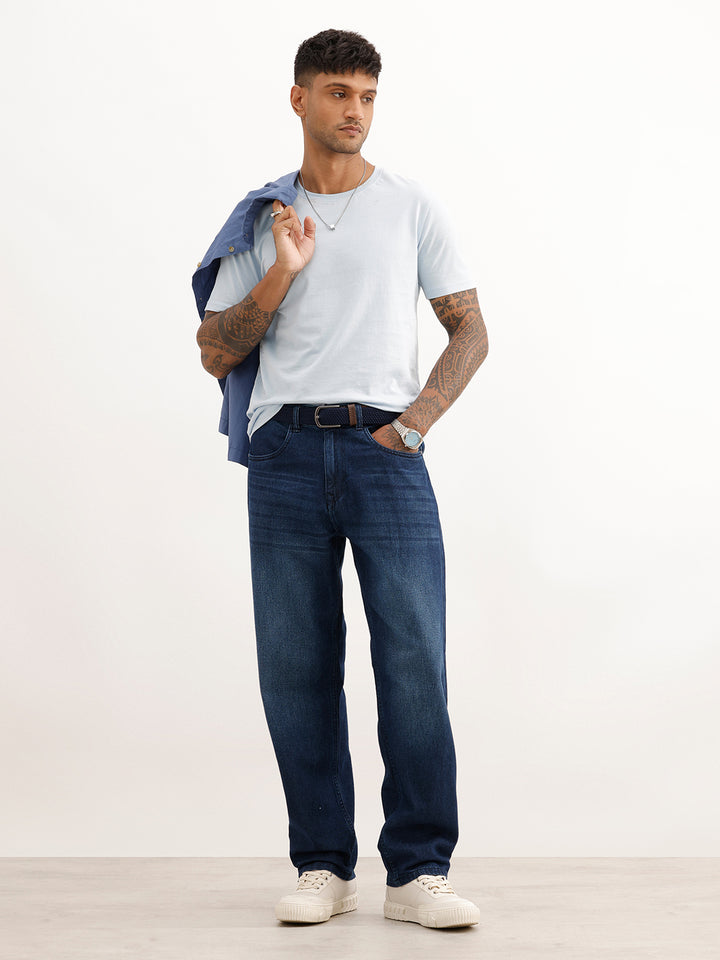 Faded Loose Fit Denim Jeans | Blue