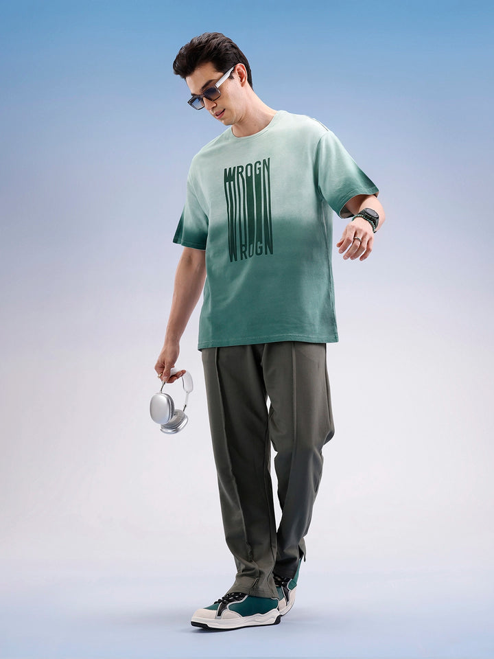 Oversized Gradient Printed T-Shirt  | Green