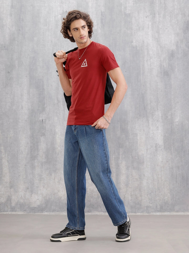 Solid Logo Slim Fit Crewneck T-shirt | Red