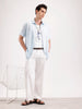 Slim Fit Half Sleeve Linen Blend Shirt  | Light Blue