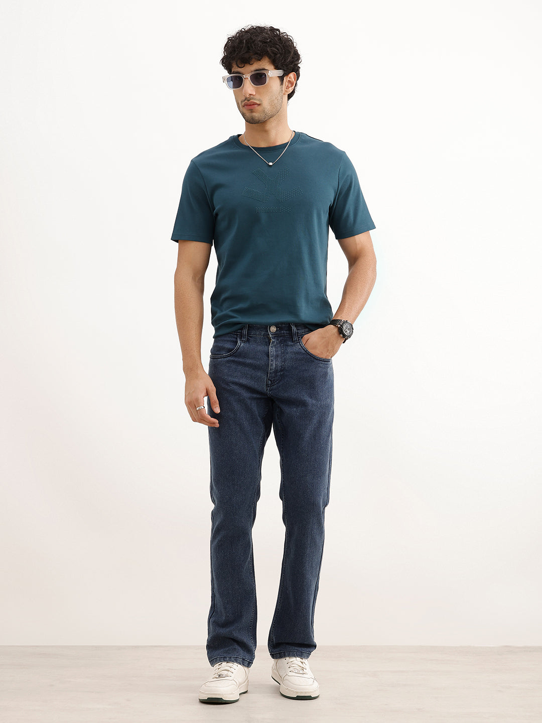 Washed Straight Fit Denim Jeans | Blue