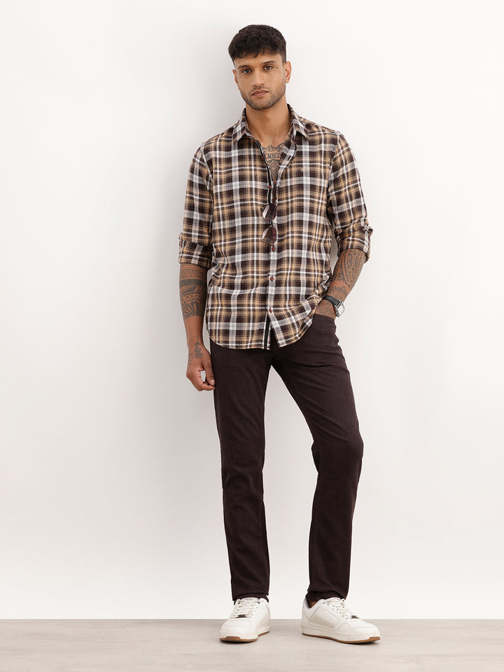 Classic Slim Fit Checkered Shirt | Yellow