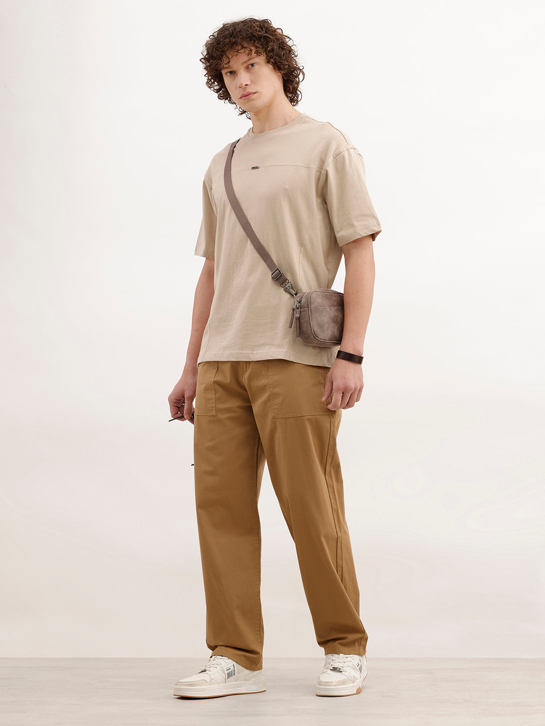 Loose Fit Solid Trouser | Khaki