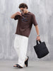 Wrogn Logo Raw-Edged Washed Tee | Brown