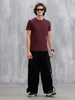 Striped Slim Fit T-Shirt | Maroon