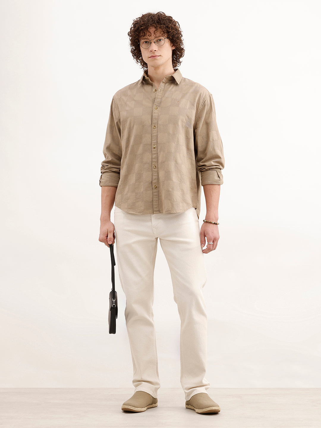 Comfort Fit Textured Shirt | Khaki