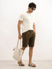 Classic Solid Slim Fit Pleated Shorts | Olive