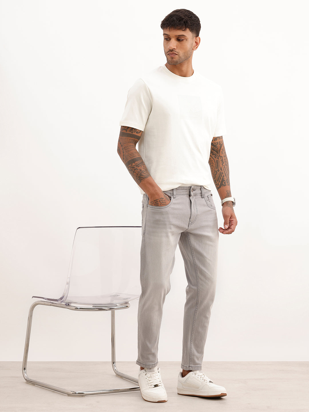 Faded Skinny Crop Denim Jeans | Grey | WJN0200SC2096S