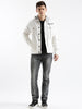 Hooded Solid White Denim Jacket