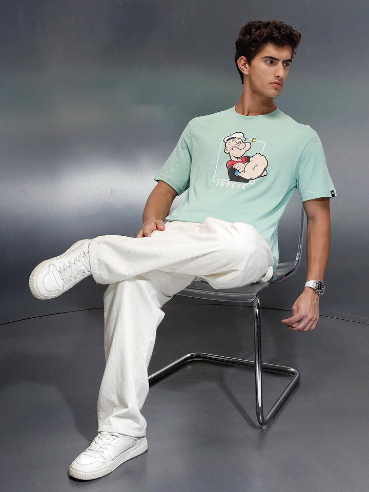 Wrogn Comfort Fit Graphic Printed T-Shirt | Light Green